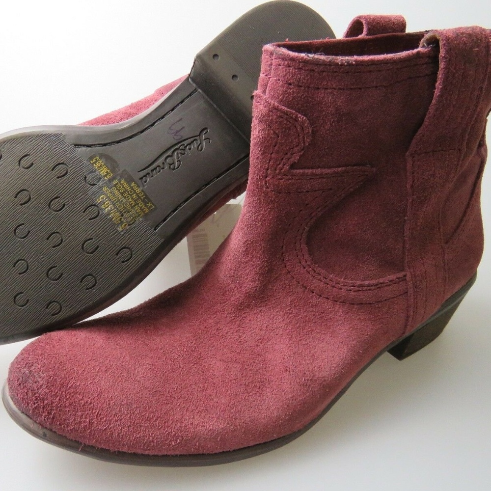 LUCKY BRAND Burgundy Suede Ankle Boots US 6.5